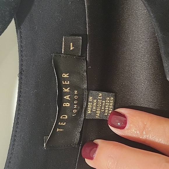 Ted Baker Peplum Black dress with front gold zipper detail - Picture 3 of 7